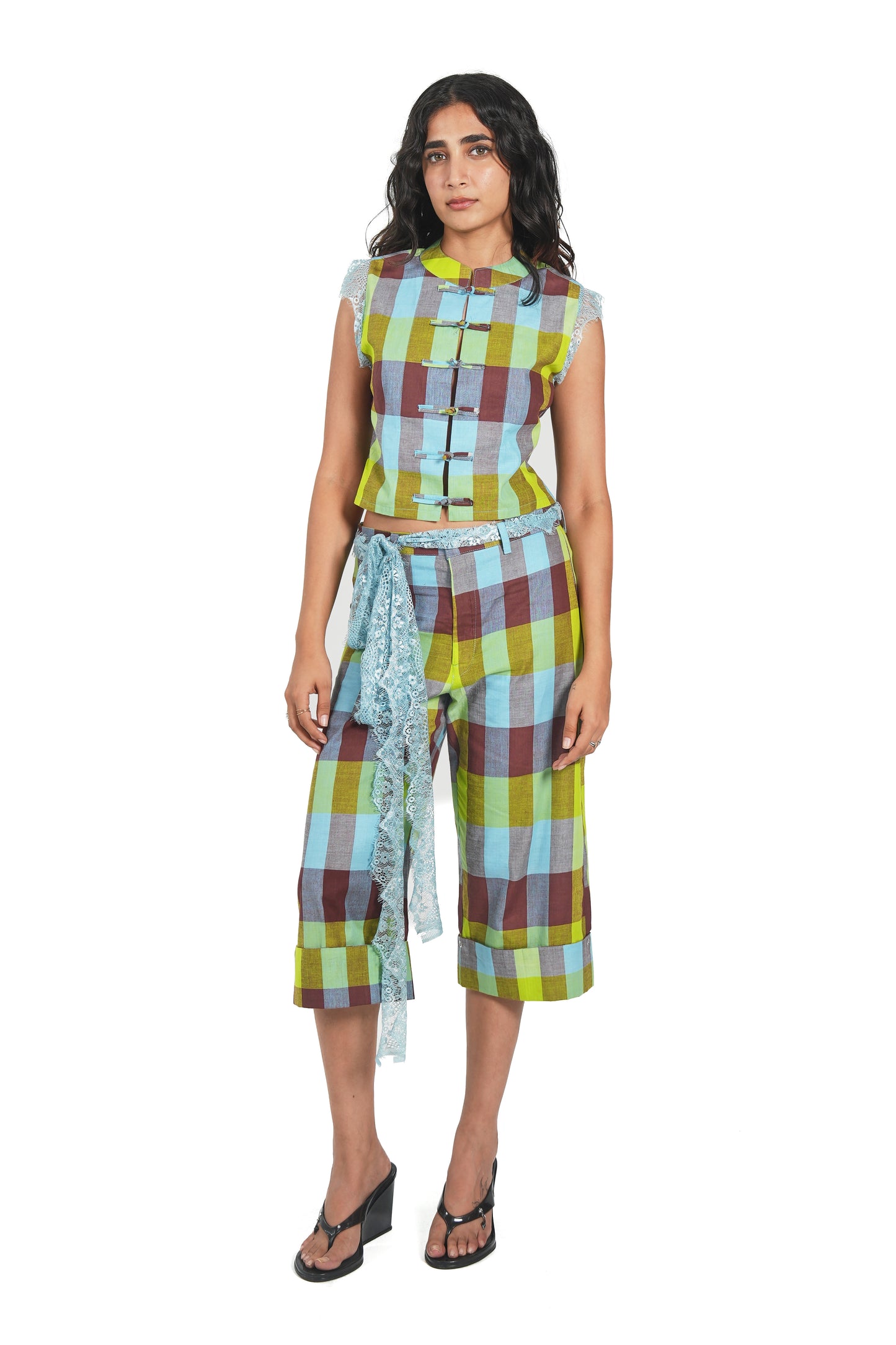 MAO BUTTONED TOP - KERALA CHECKS