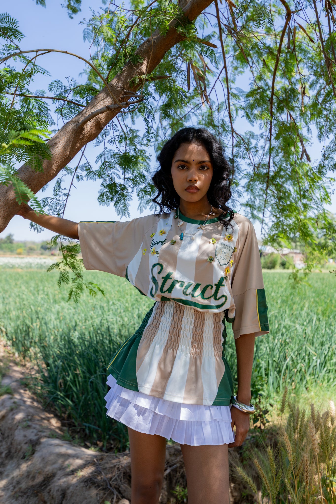 Reworked Cinched Embellished Struct Jersey