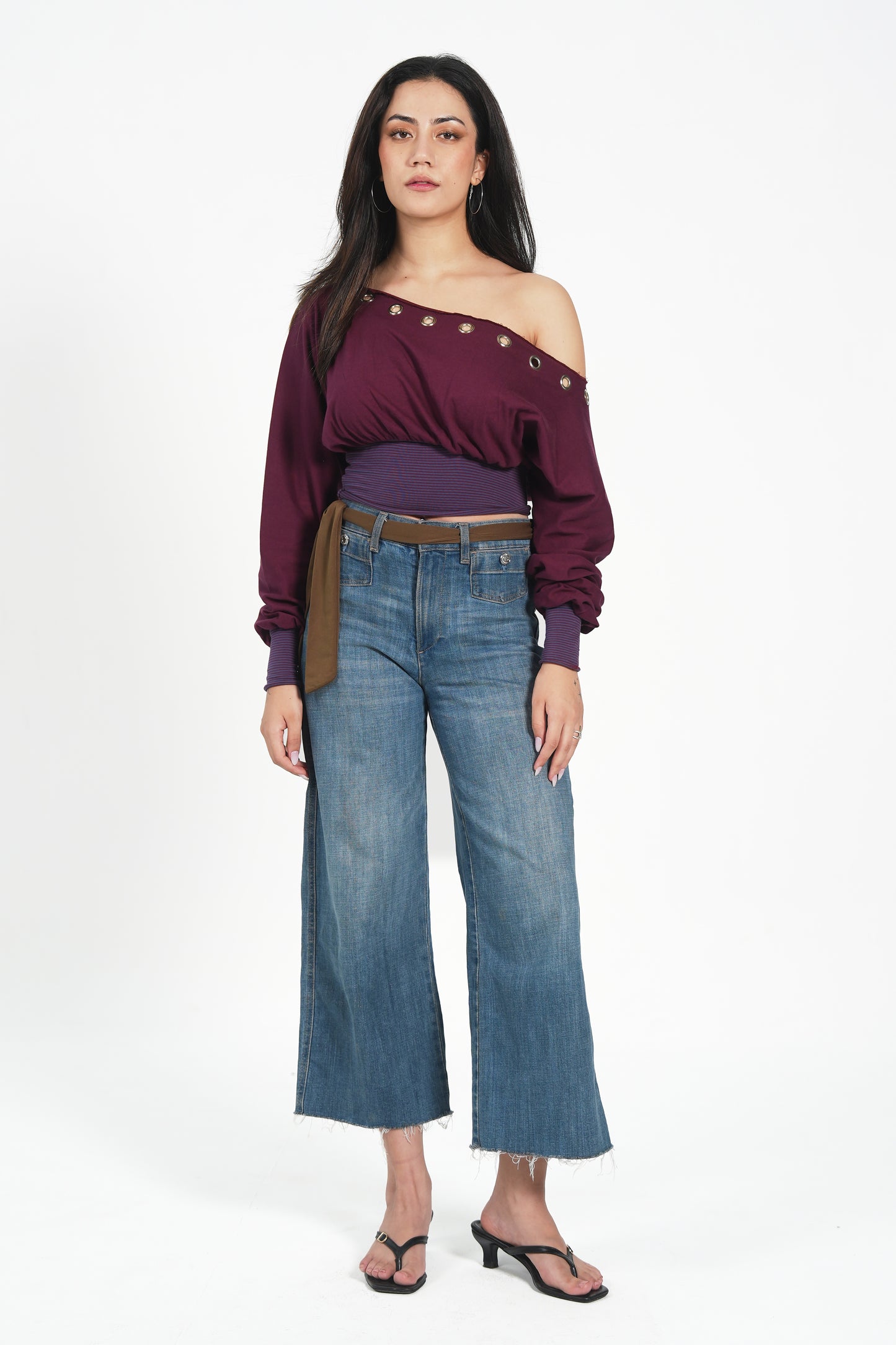 DROP SHOULDER STRIPEY TOP