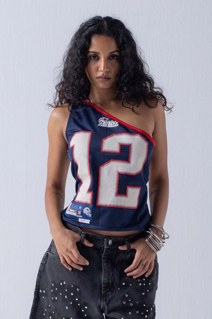 REWORKED JERSEY TOP - ONE SHOULDER