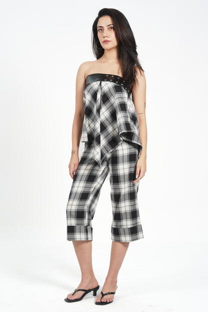 CHECK CROPPED PANTS