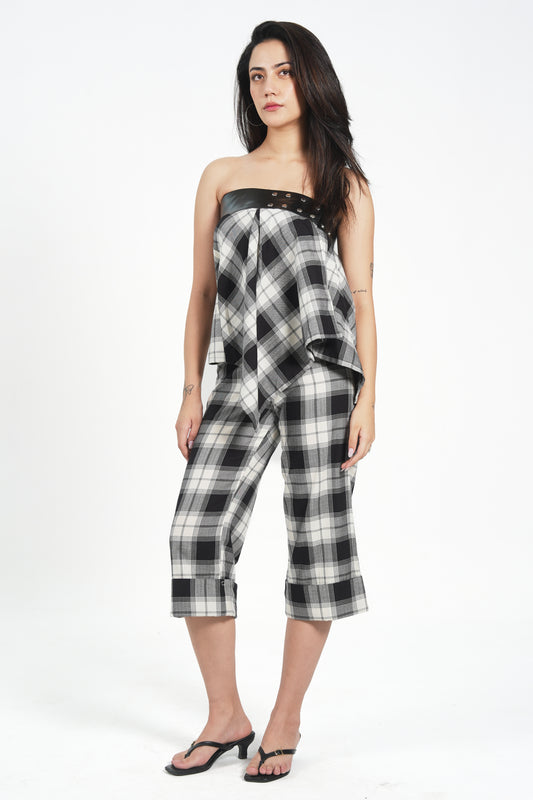 CHECK CROPPED PANTS