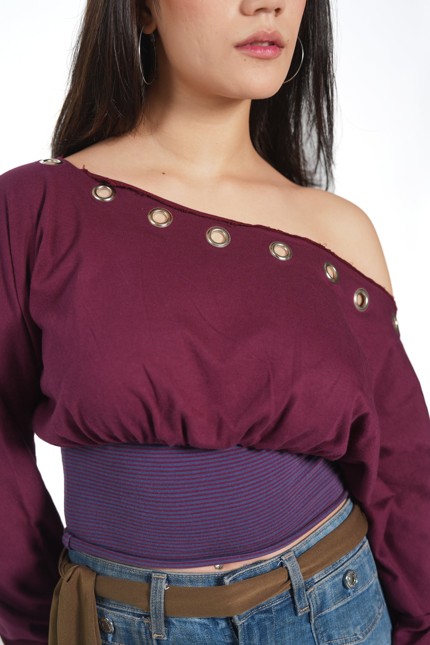 DROP SHOULDER STRIPEY TOP