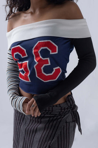 REWORKED JERSEY TOP - OFF SHOULDER
