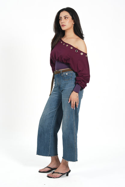 DROP SHOULDER STRIPEY TOP