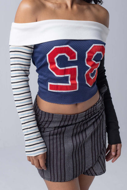 REWORKED JERSEY TOP - OFF SHOULDER