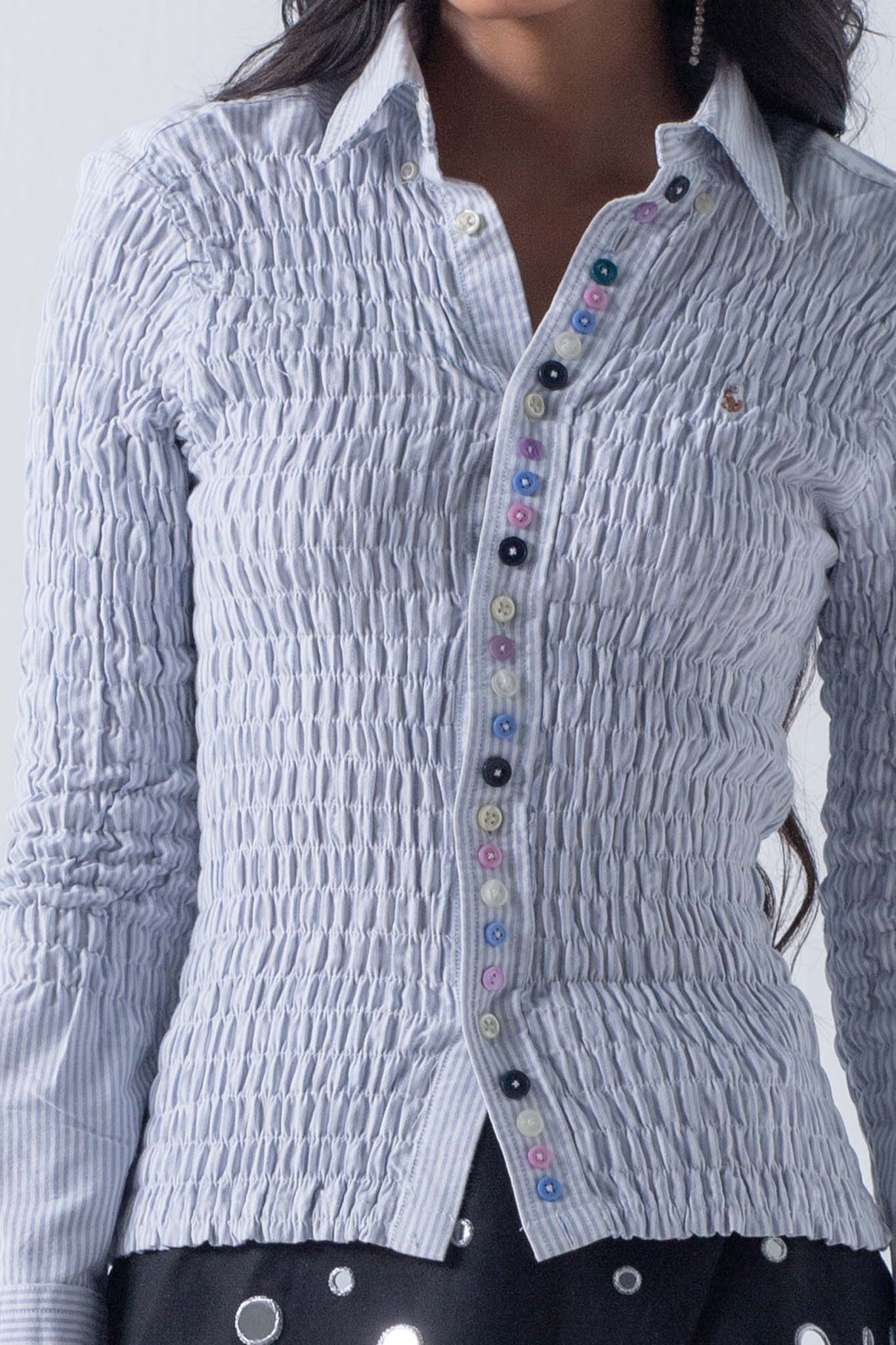 REWORKED CINCHED "BUTTON" SHIRT