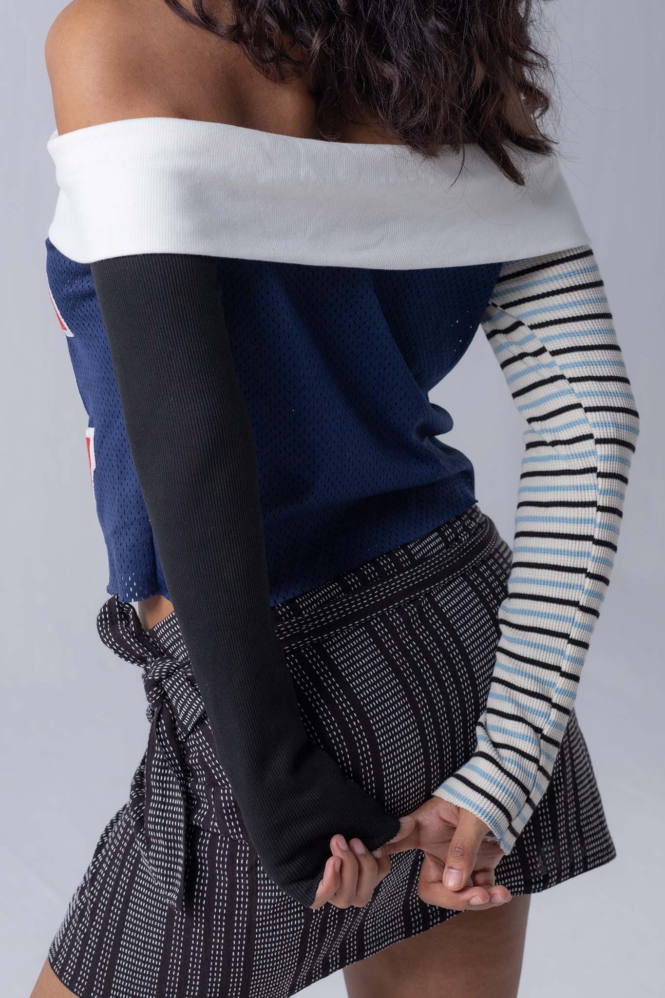 REWORKED JERSEY TOP - OFF SHOULDER