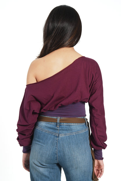 DROP SHOULDER STRIPEY TOP
