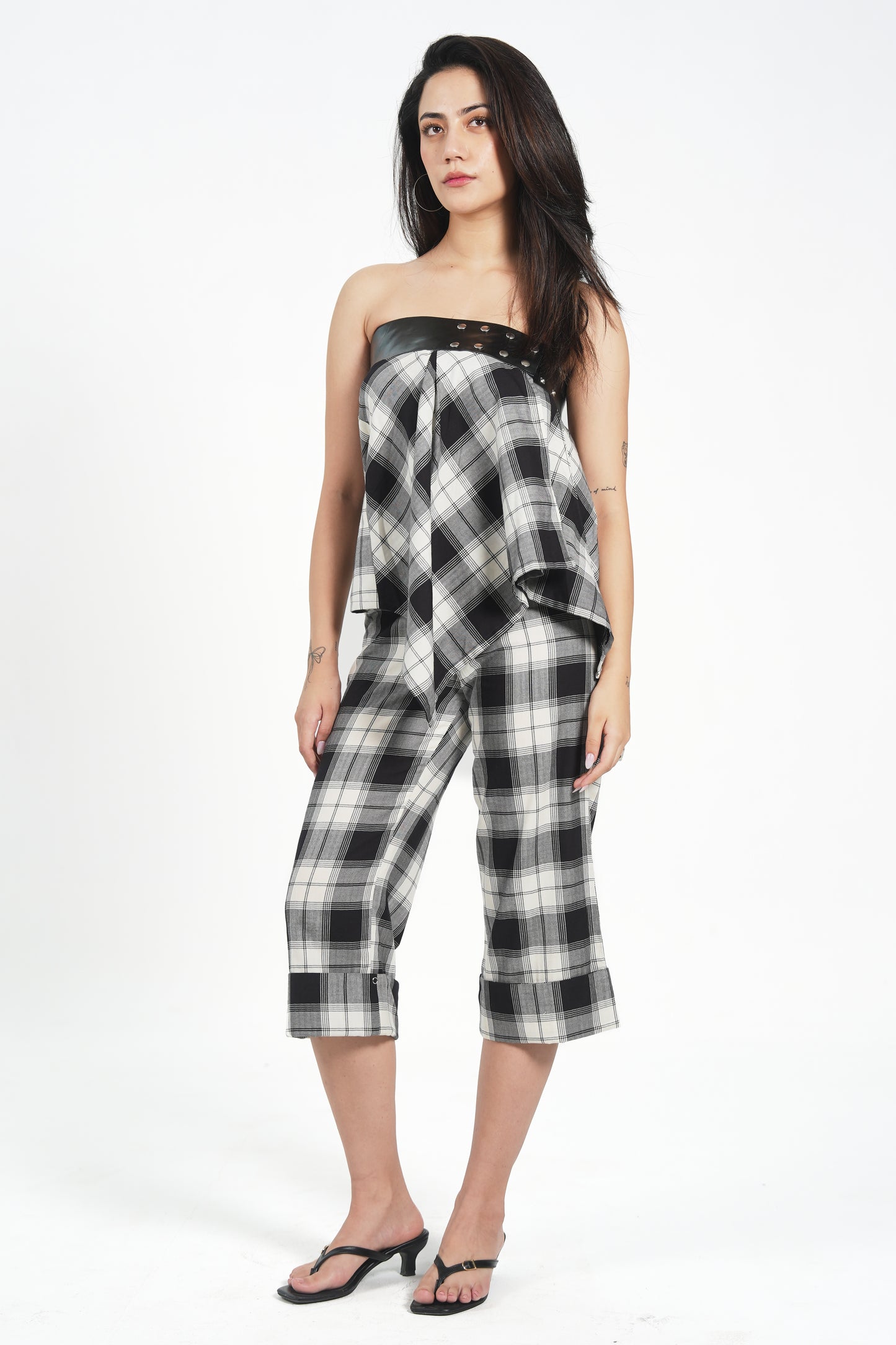 ASYMMETRICAL CHECK SKIRT AS TOP