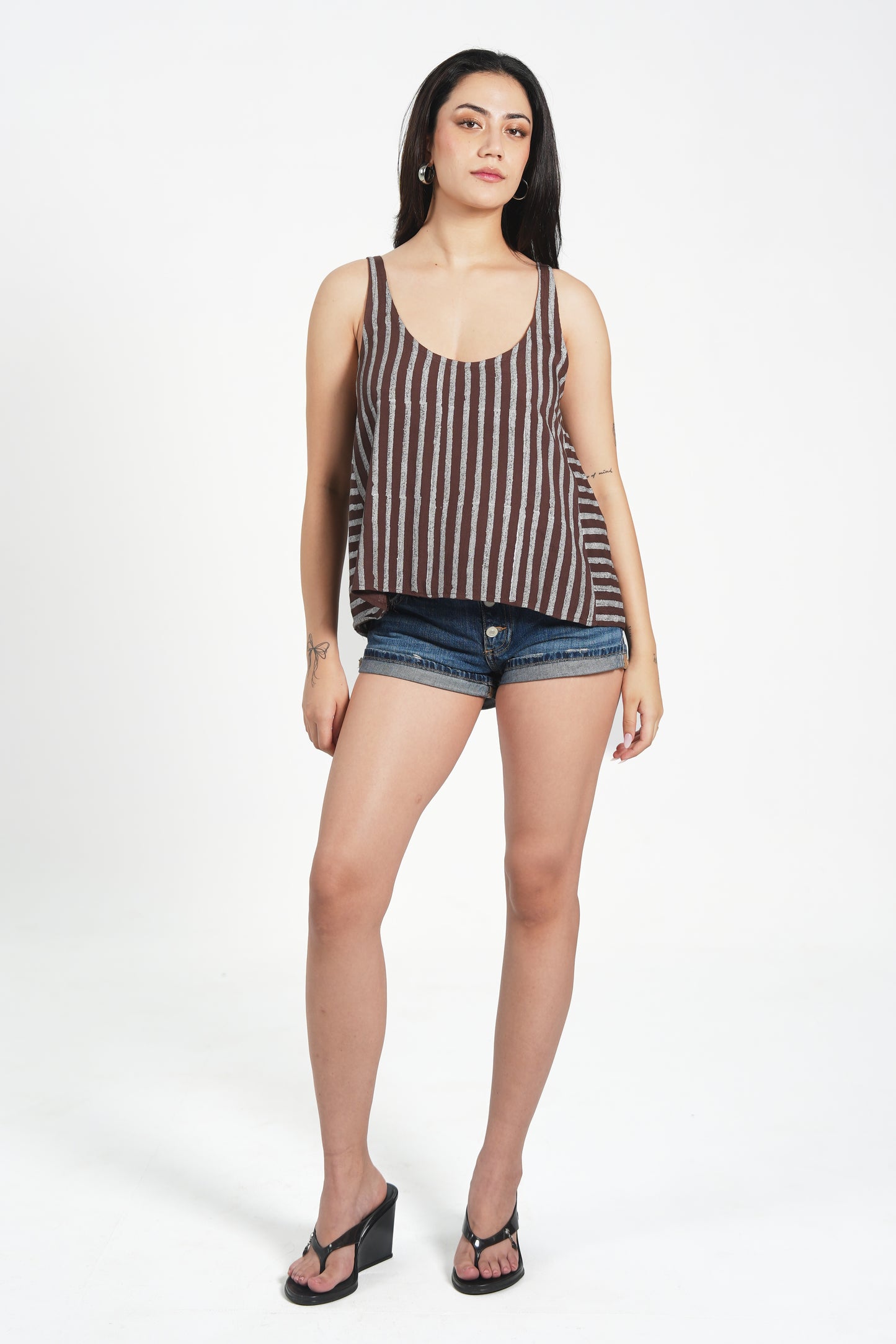 FLOWY BLOCK PRINT SCOOP TOP