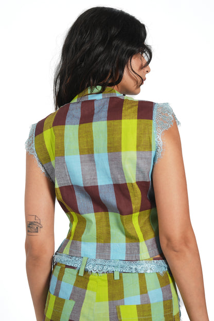 MAO BUTTONED TOP - KERALA CHECKS