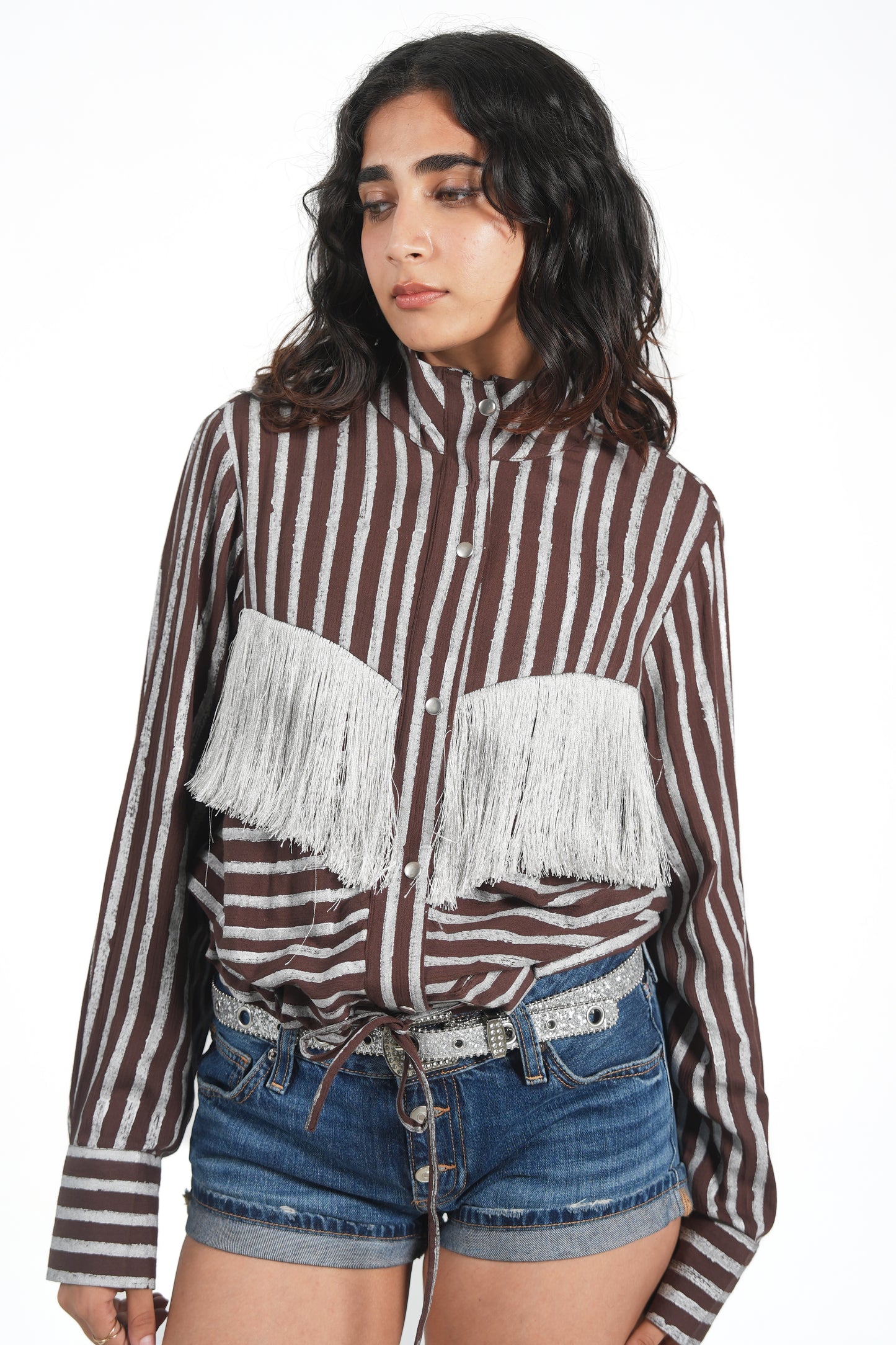 BLOCK PRINT FRINGE JACKET