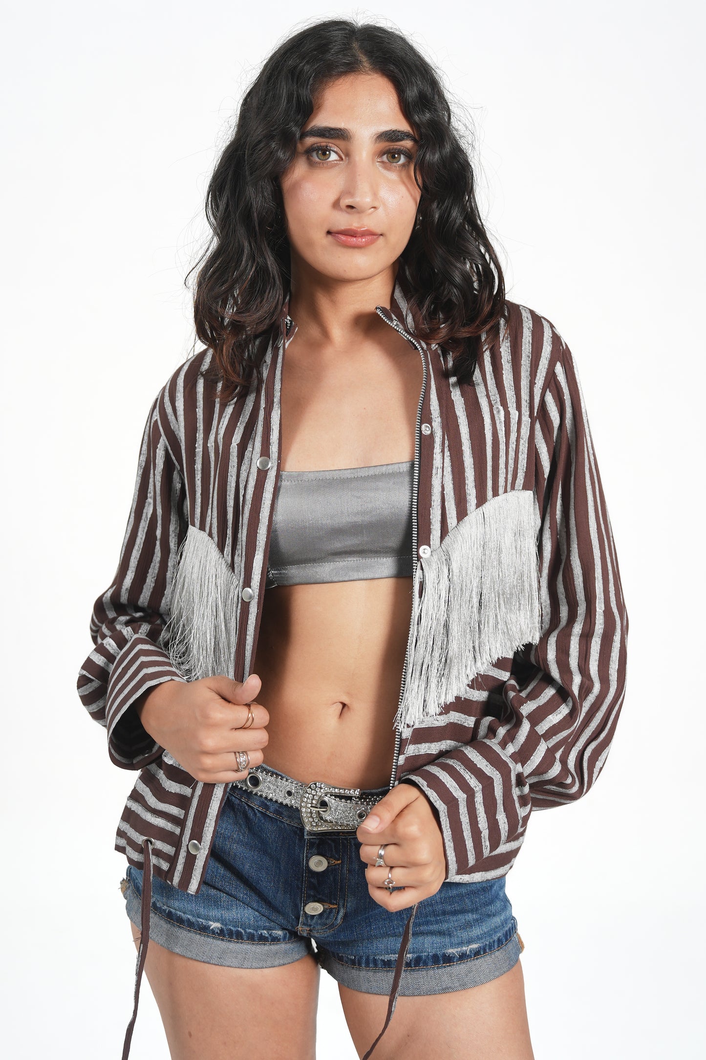 BLOCK PRINT FRINGE JACKET