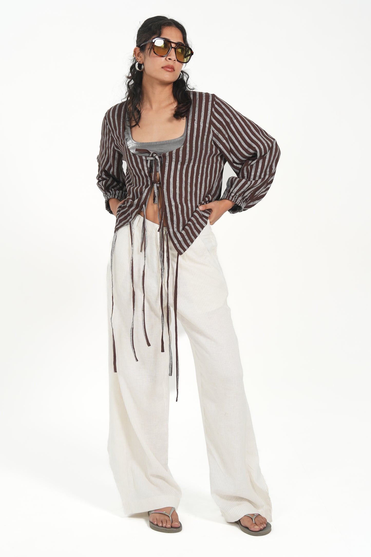 BLOCK PRINT TIE UP SHIRT