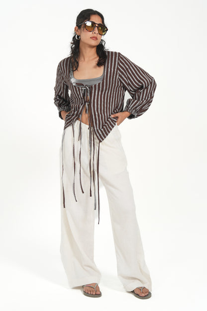 BLOCK PRINT TIE UP SHIRT