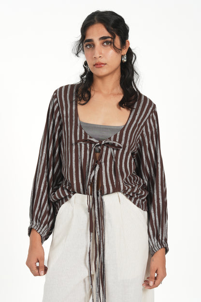 BLOCK PRINT TIE UP SHIRT