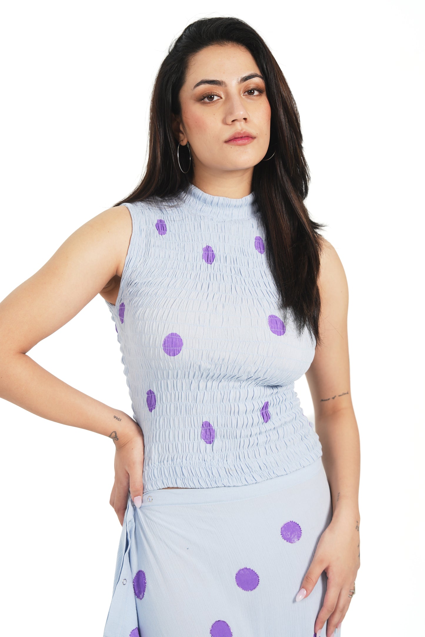 RUCHED POLKA TOP
