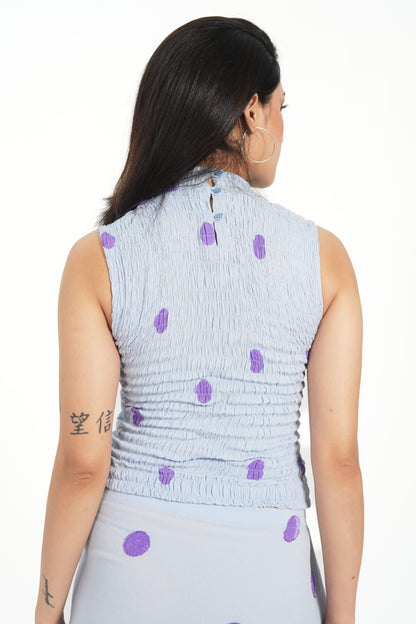 RUCHED POLKA TOP