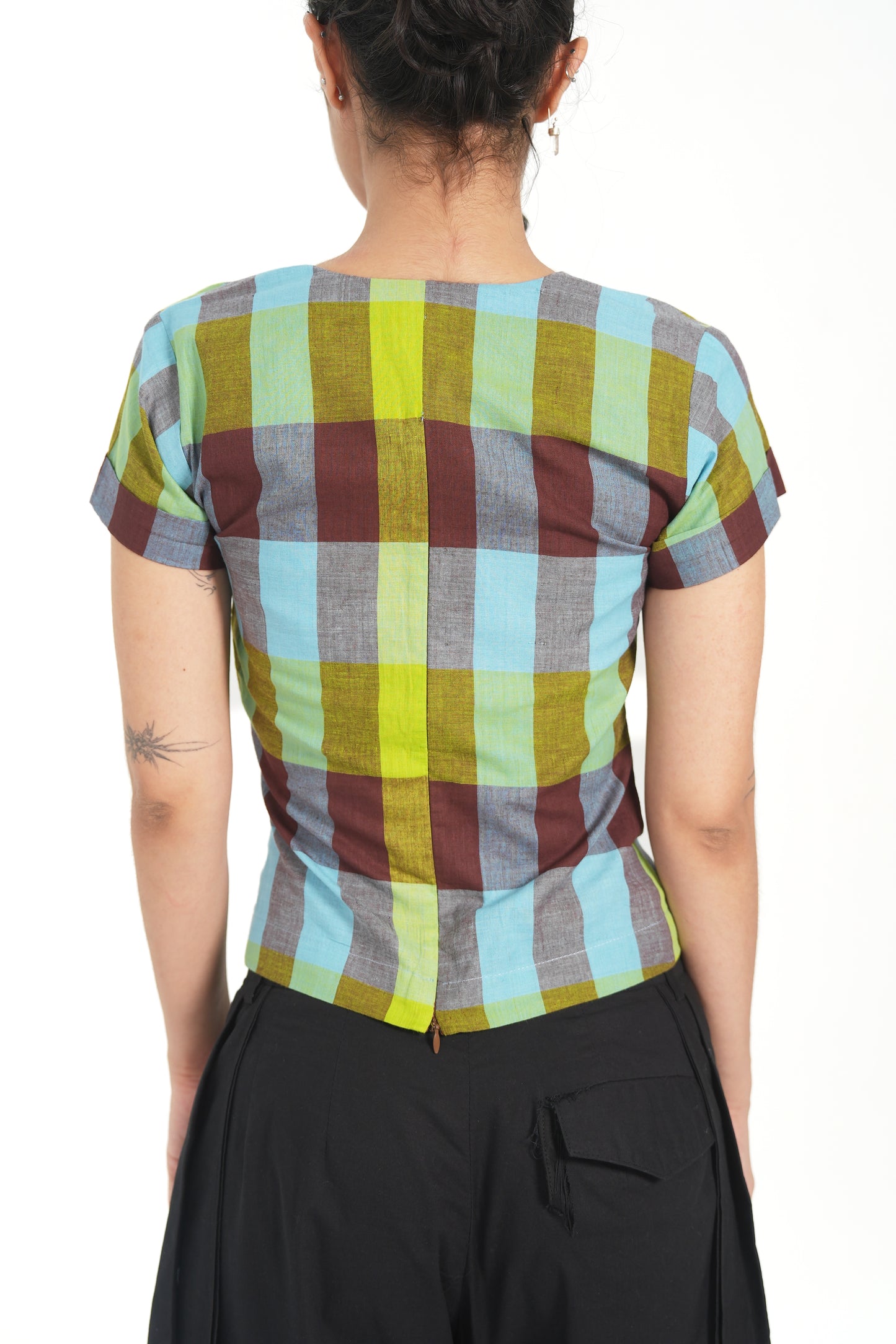 KERALA CHECK SQUARE NECK TOP