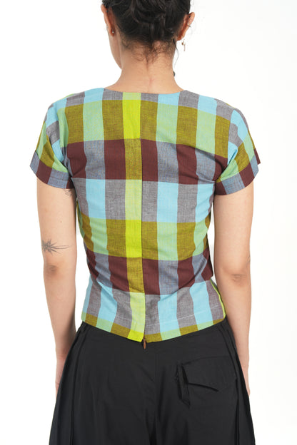 KERALA CHECK SQUARE NECK TOP
