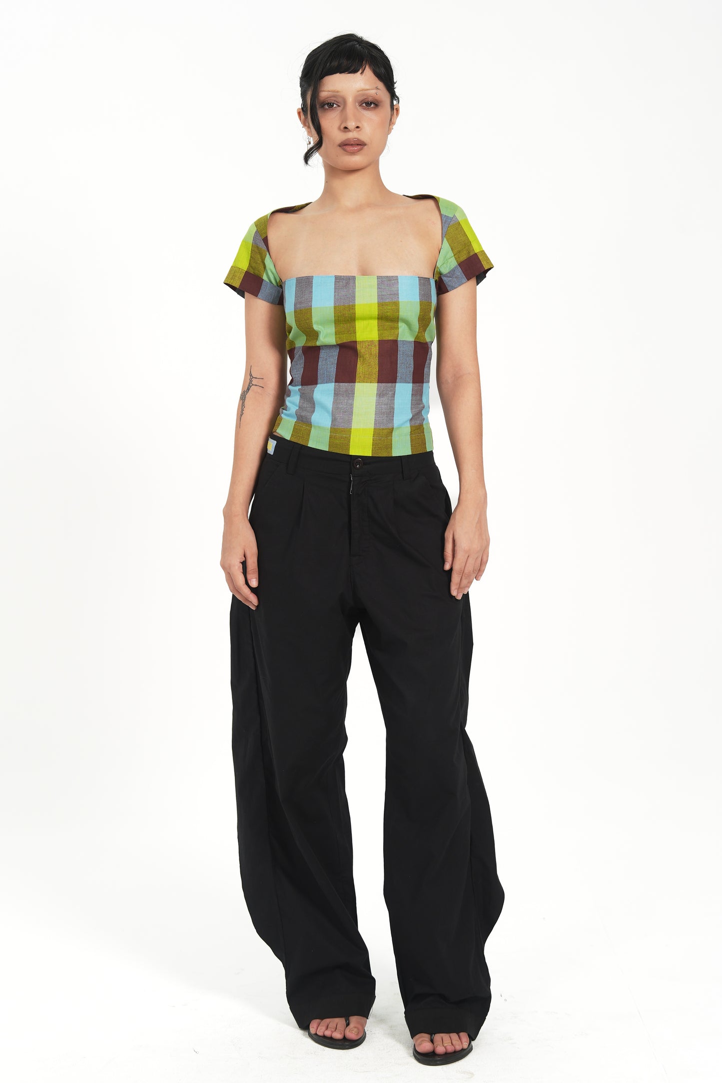 KERALA CHECK SQUARE NECK TOP