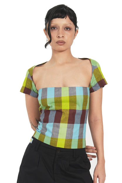 KERALA CHECK SQUARE NECK TOP