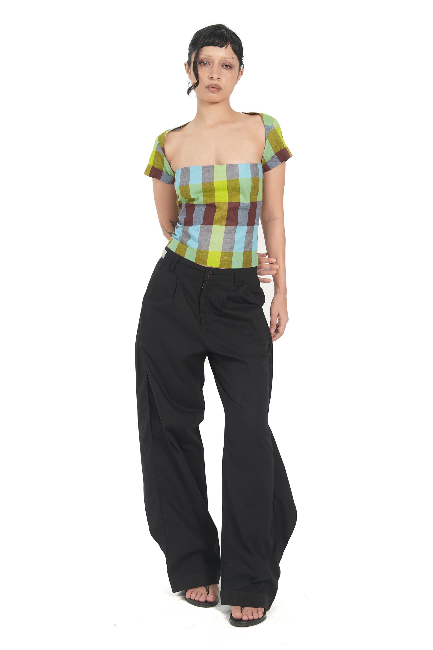 KERALA CHECK SQUARE NECK TOP