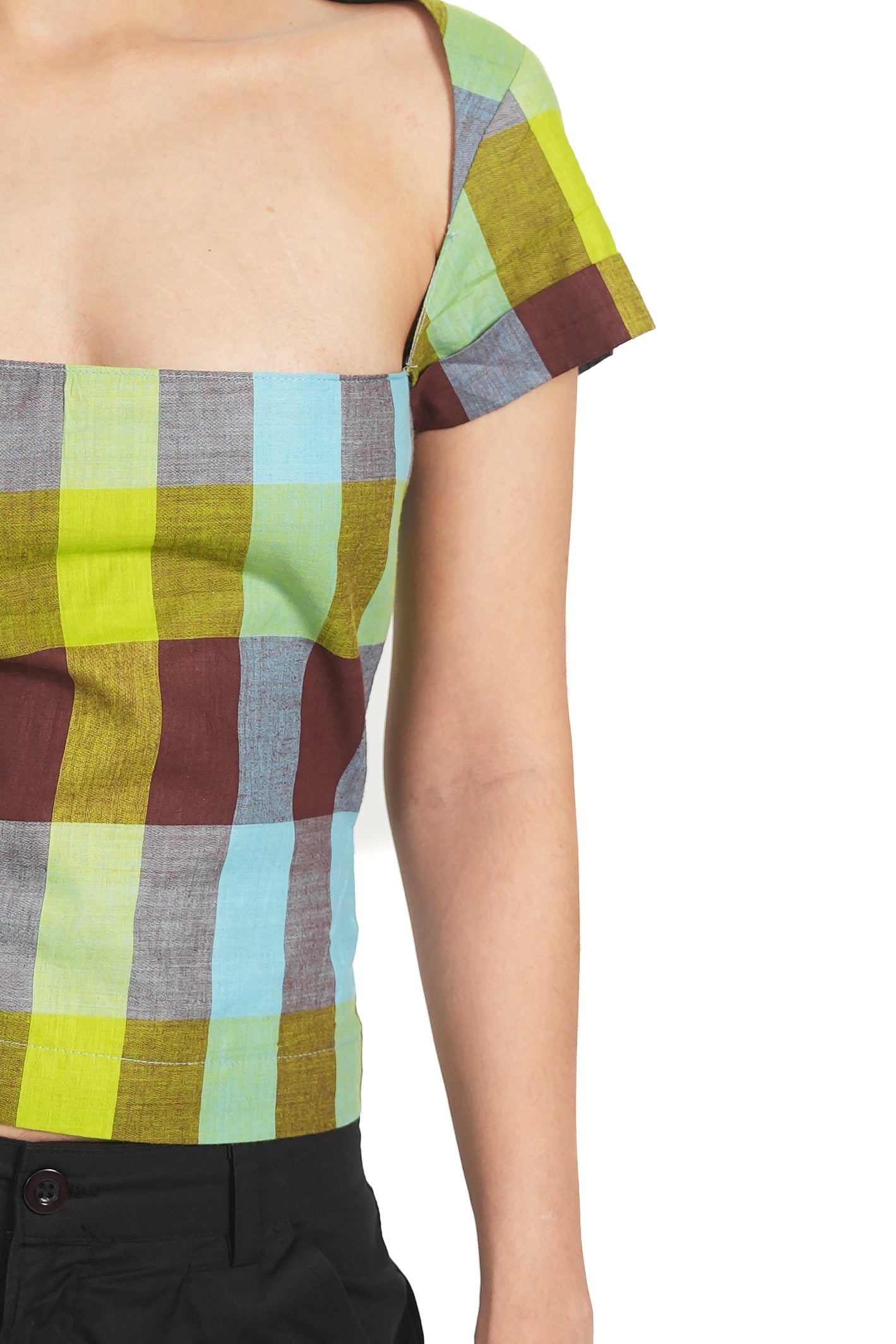 KERALA CHECK SQUARE NECK TOP