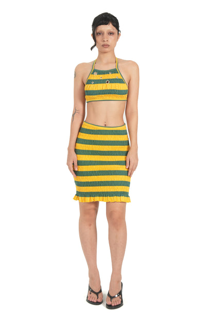 RUCHED STRIPEY SKIRT