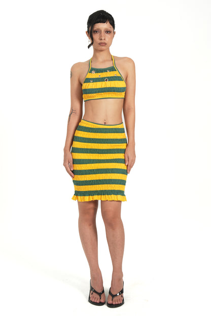 RUCHED STRIPEY HARDWARE TOP