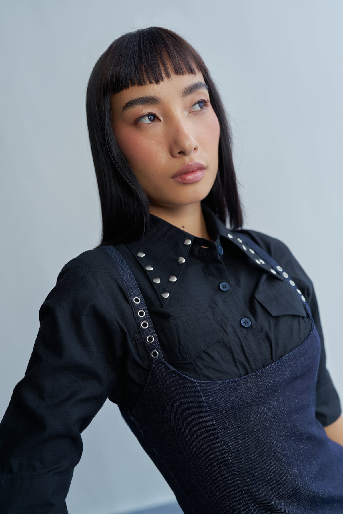 black dungaree dress denim Jisu Denim Pinafore Dress, Black