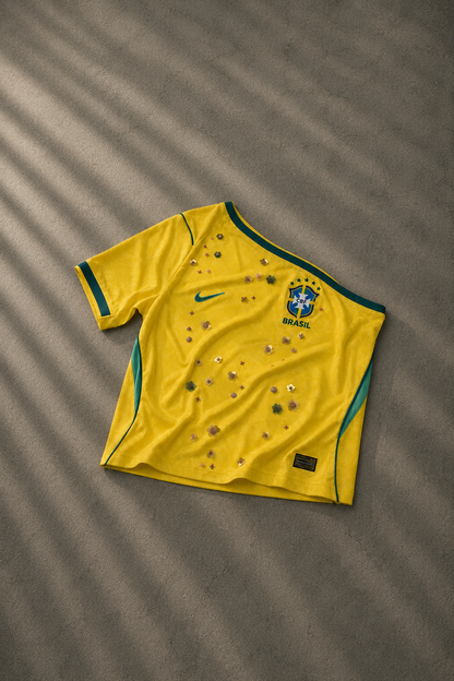 RECONSTRUCTED HAND EMBROIDERED BRAZIL JERSEY