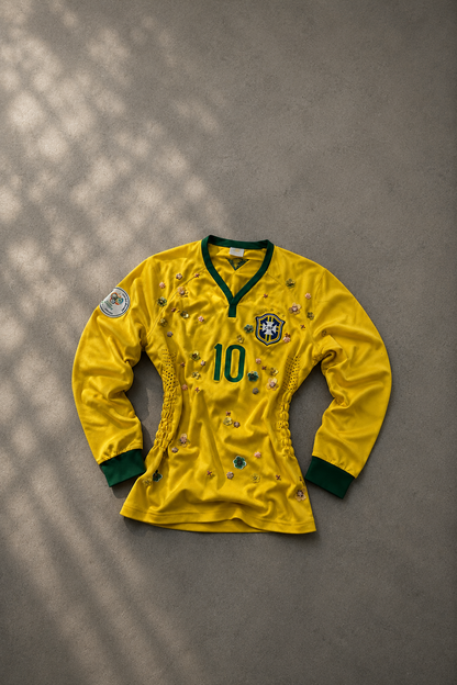 HAND EMBROIDERED BRAZIL 2014 JERSEY (Neymar Jr)