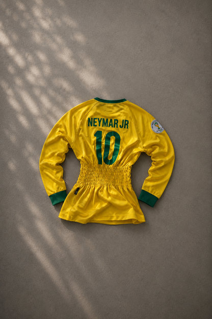 HAND EMBROIDERED BRAZIL 2014 JERSEY (Neymar Jr)