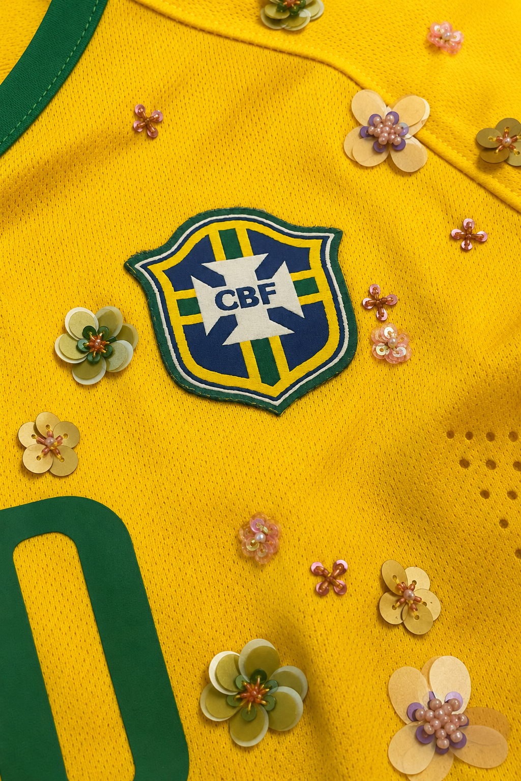HAND EMBROIDERED BRAZIL 2014 JERSEY (Neymar Jr)