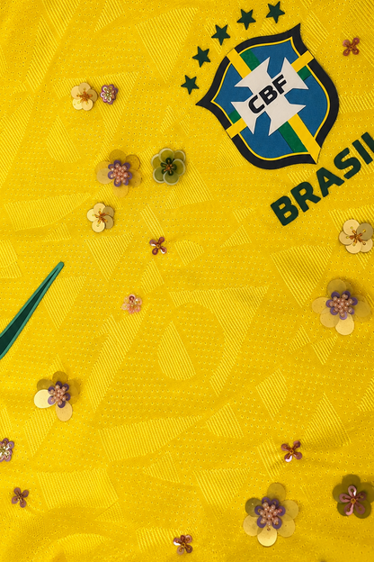 RECONSTRUCTED HAND EMBROIDERED BRAZIL JERSEY