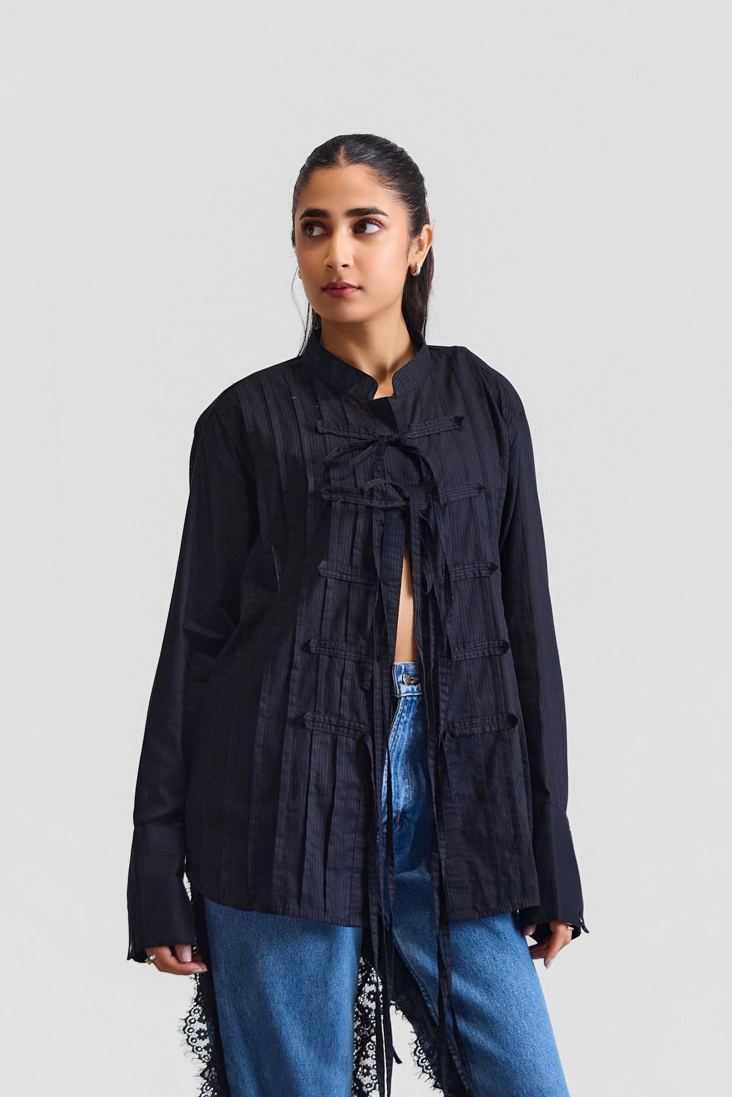 MAO TIED DUJA SHIRT - BLACK