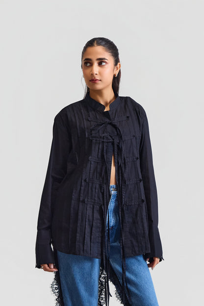 MAO TIED DUJA SHIRT - BLACK