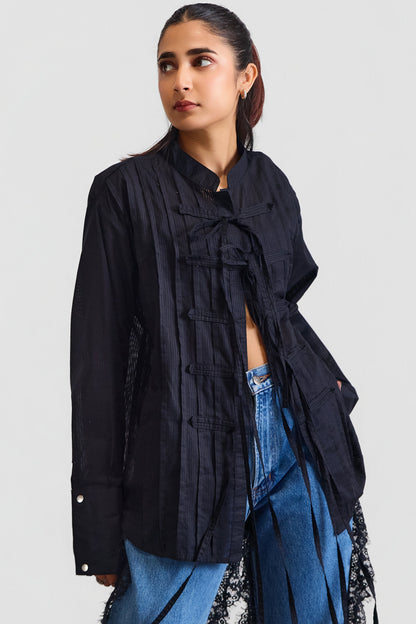 MAO TIED DUJA SHIRT - BLACK