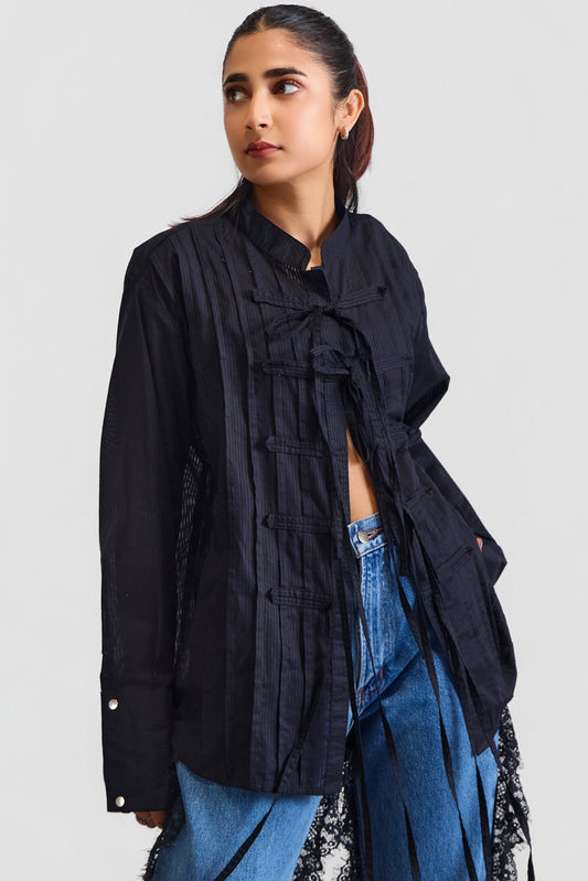 MAO TIED DUJA SHIRT - BLACK