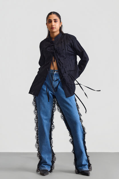 MAO TIED DUJA SHIRT - BLACK