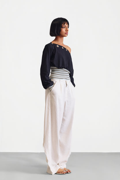 DROP SHOULDER CONTRAST  TOP