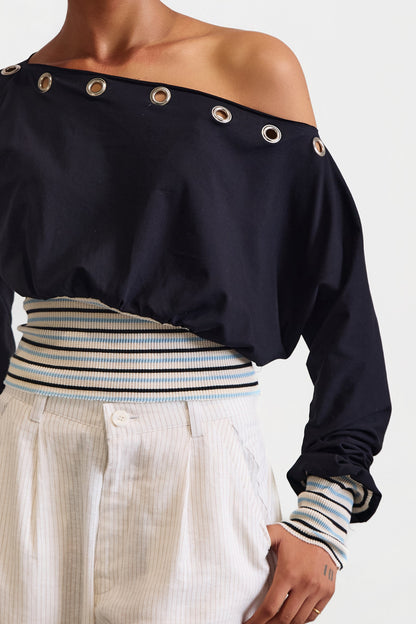 DROP SHOULDER CONTRAST  TOP