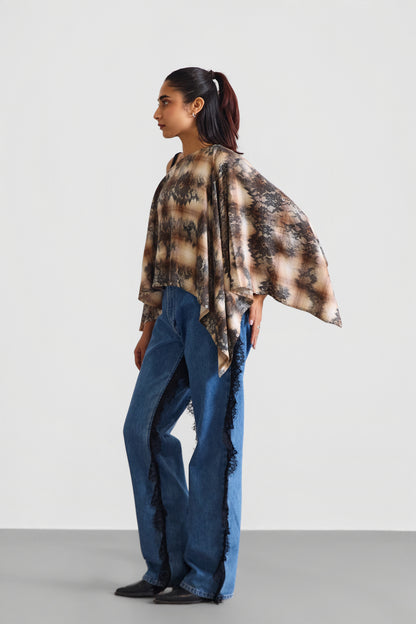 LACE ON PLAID PONCHO