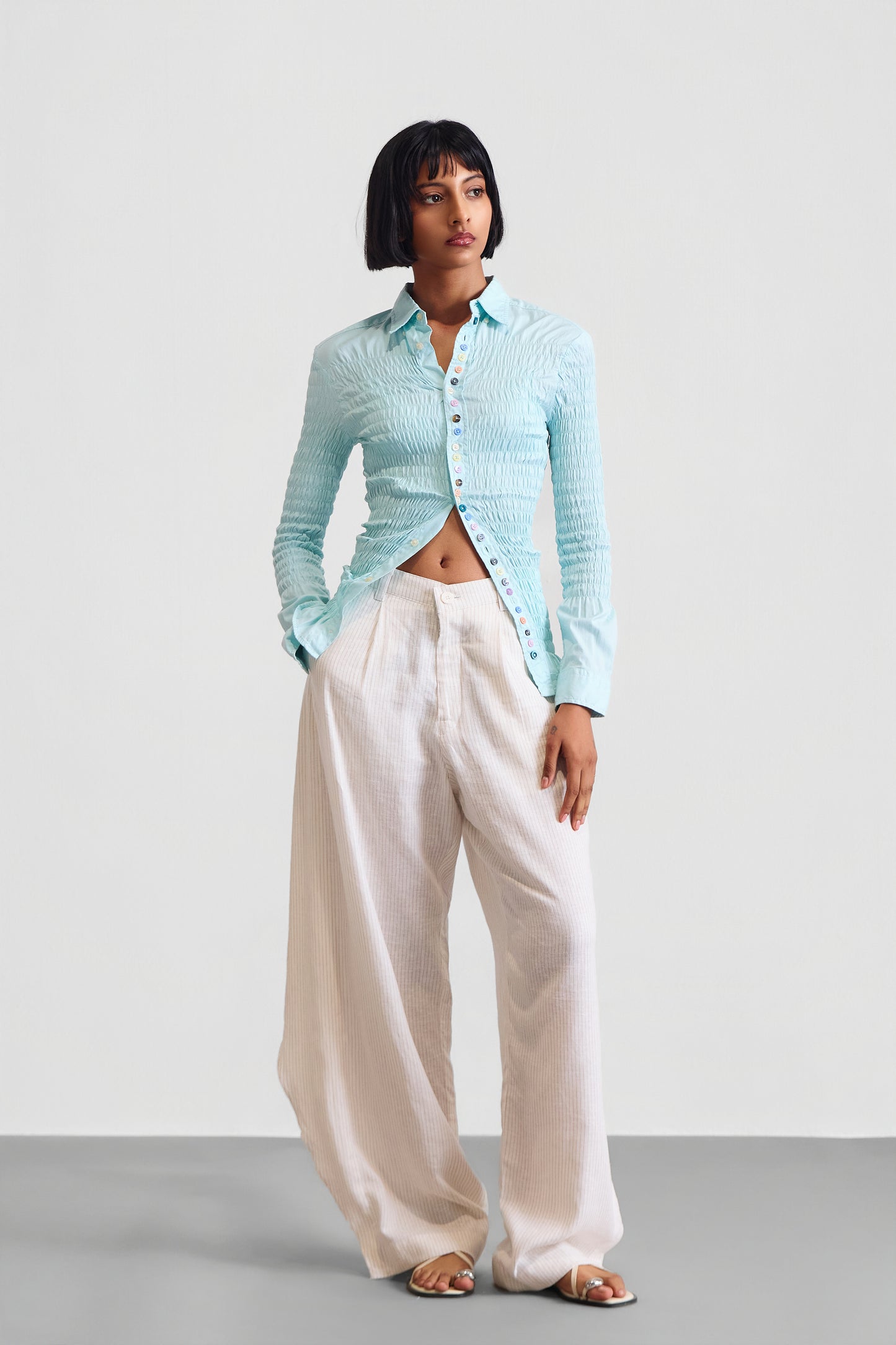 REWORKED CINCHED "BUTTONS" SHIRT