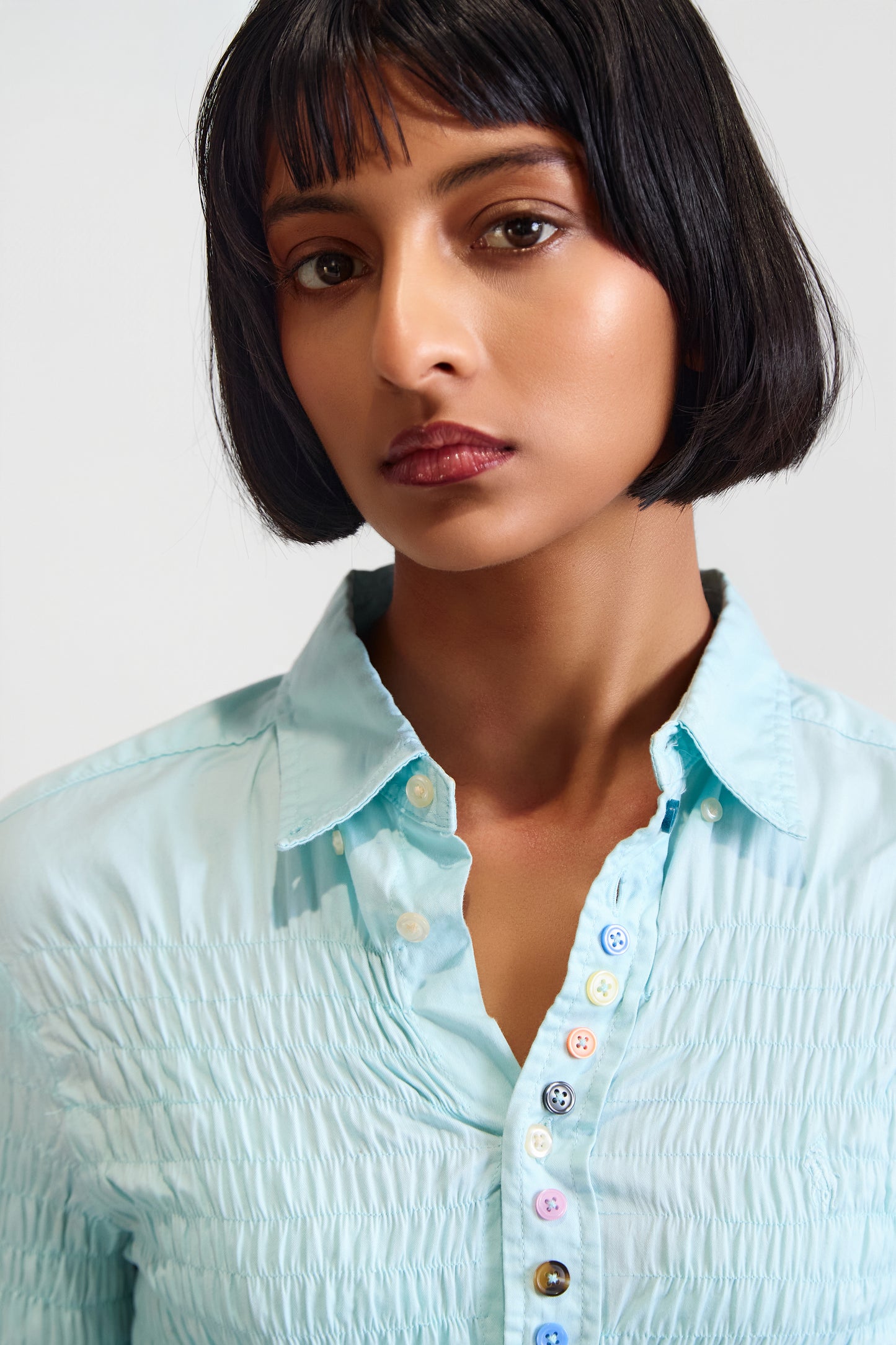 REWORKED CINCHED "BUTTONS" SHIRT