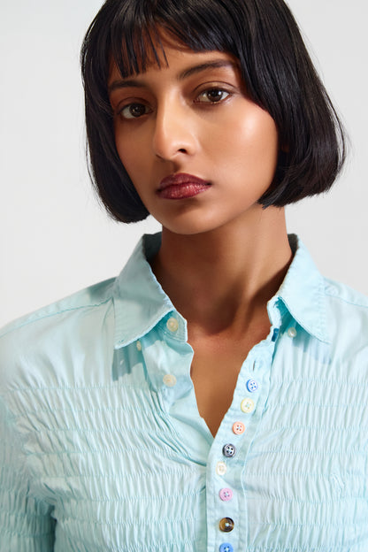 REWORKED CINCHED "BUTTONS" SHIRT