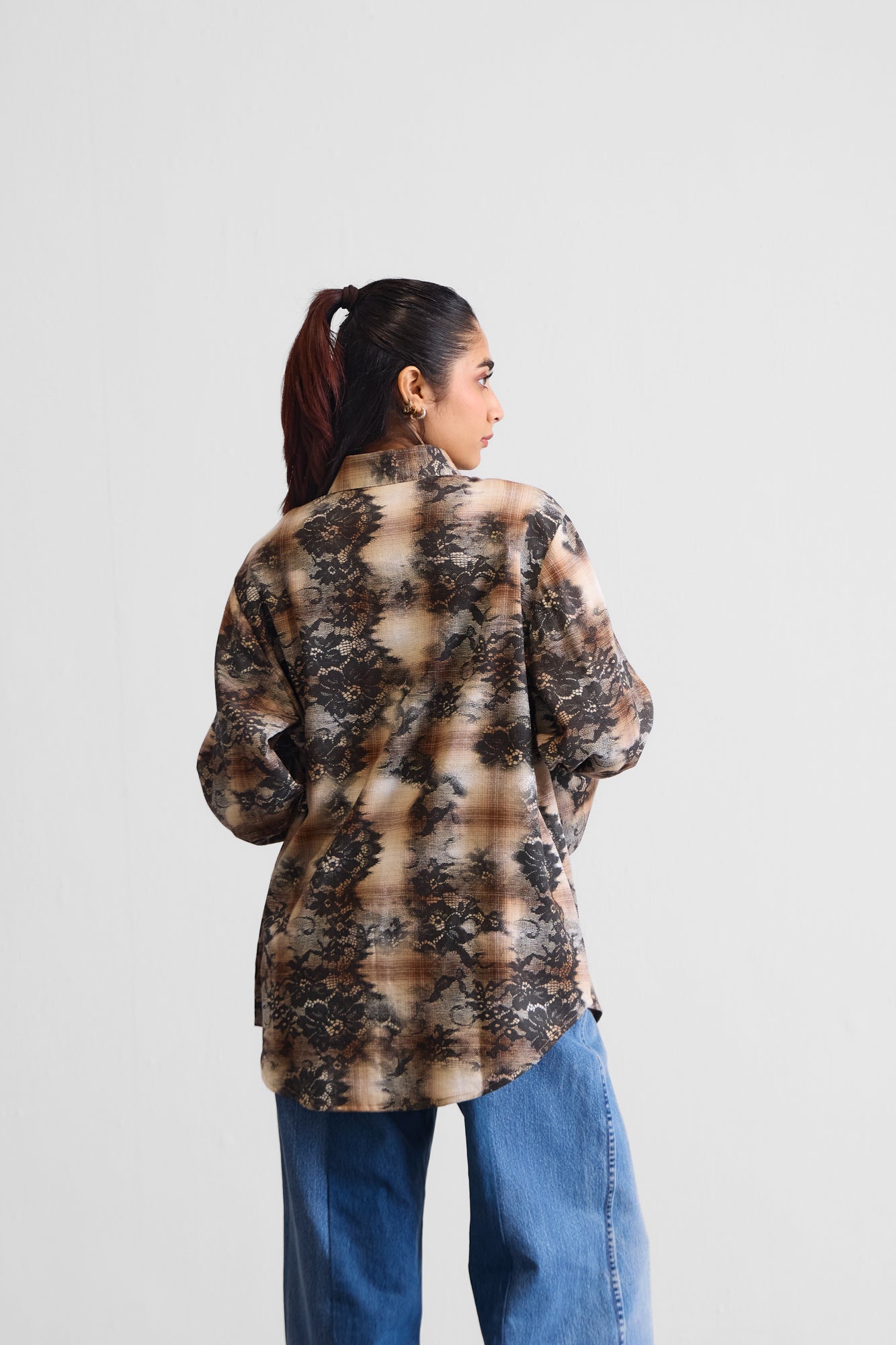 LACE ON PLAID OVER SHIRT