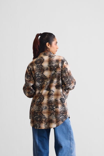 LACE ON PLAID OVER SHIRT